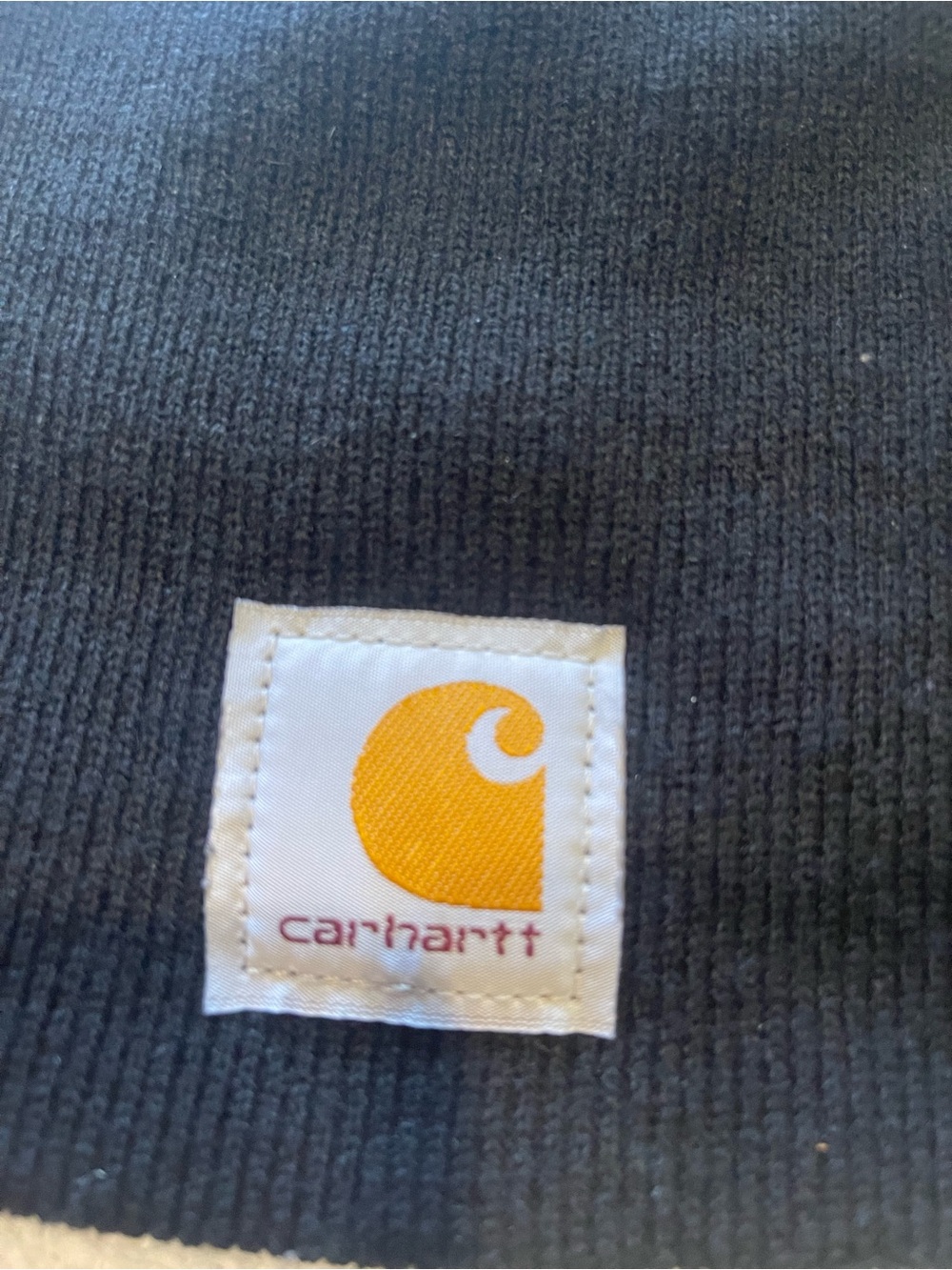 Carhartt Black Knit Beanie with Yellow Logo Patch
